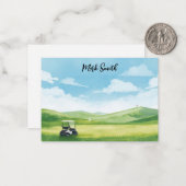 Golf cart on the course  with Name for golfer  Notitiekaartje (Voorkant / Achterkant in situ)