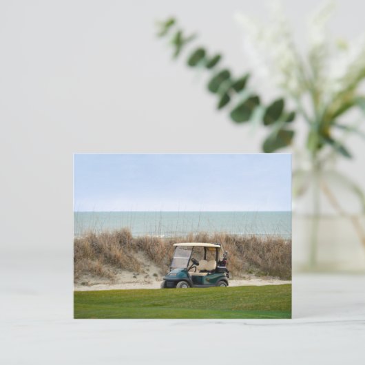 Golf Cart op het achttiende eiland Kiawah Briefkaart (Staand voorkant)
