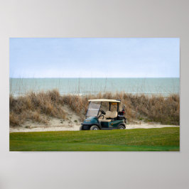 Golf Cart op het achttiende eiland Kiawah Poster