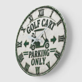 Golf Cart Parking Only Funny Golf Gift Grote Klok (Hoek)