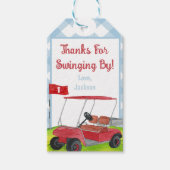 Golf Cart Preppy Blue Gingham Pset Cadeaulabel (Voorkant)