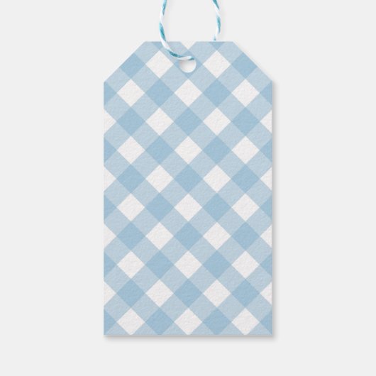 Golf Cart Preppy Blue Gingham Pset Cadeaulabel (Achterkant)