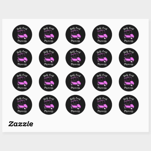Golf Cart Princess Golf Cart Golfer Meisjes Ronde Sticker (Vel)