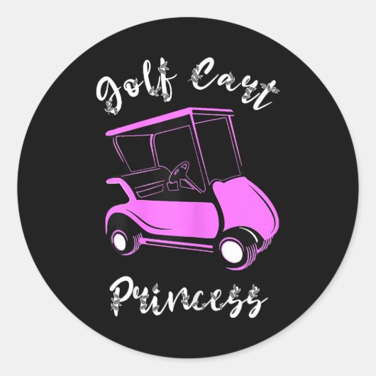 Golf Cart Princess Golf Cart Golfer Meisjes Ronde Sticker (Voorkant)