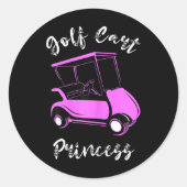 Golf Cart Princess Golf Cart Golfer Meisjes Ronde Sticker (Voorkant)