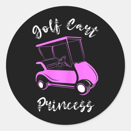 Golf Cart Princess Golf Cart Golfer Meisjes Ronde Sticker (Voorkant)