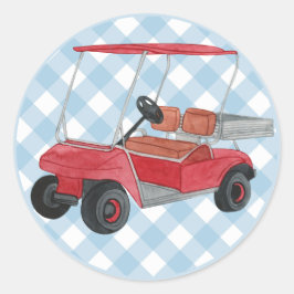 Golf Cart Pset Blue White Preppy Country Club Ronde Sticker