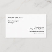 Golf Cart Sales and Service Visitekaartje (Achterkant)