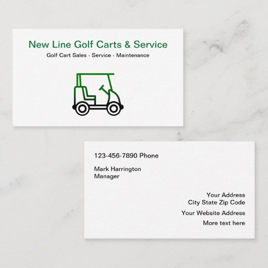 Golf Cart Sales and Service Visitekaartje (Voorkant / Achterkant)