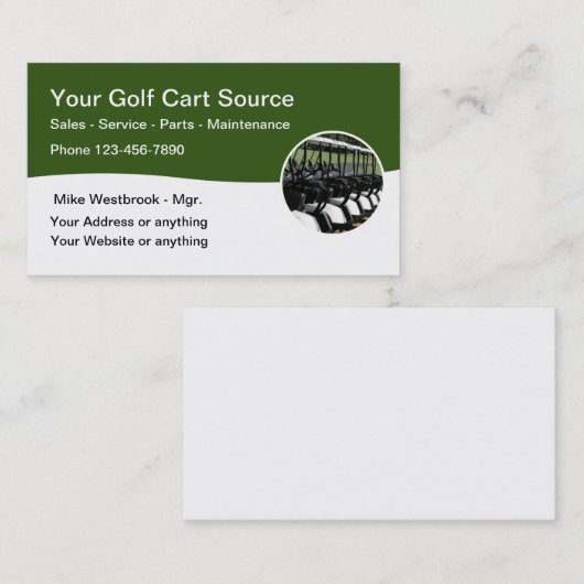 Golf Cart Sales and Service Visitekaartjes (Voorkant / Achterkant)