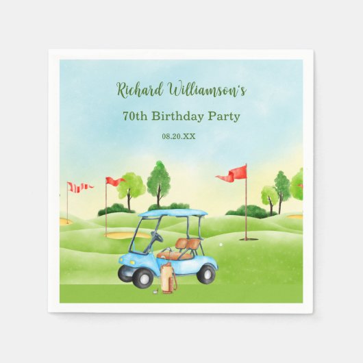 Golf Cart Scenic Custom 70th Birthday Servet (Voorkant)