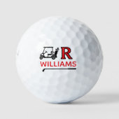 Golf Cart with Custom R Initial Mark Golfballen (Voorkant)