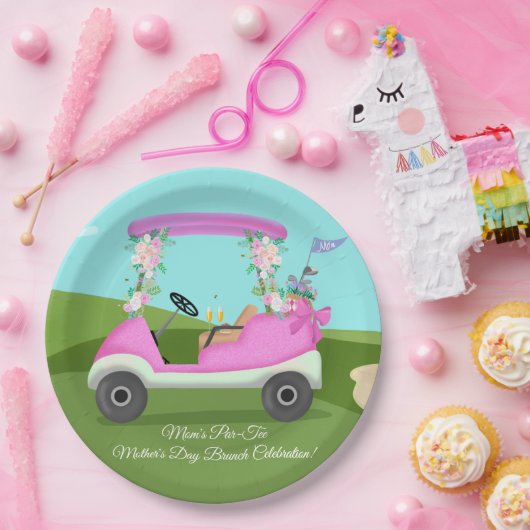 Golf Cart With Mimosas Mother's Day Brunch Papieren Bordje (Feest)
