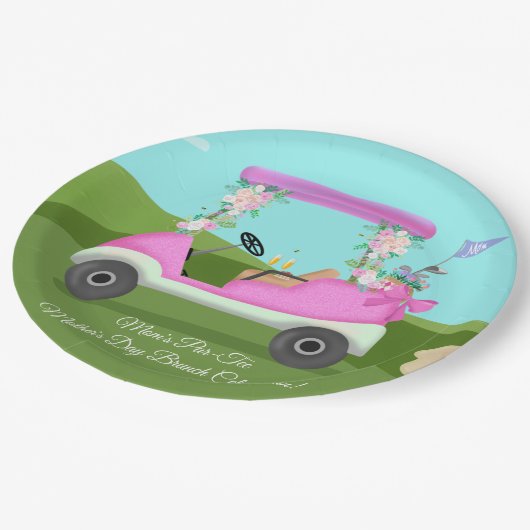 Golf Cart With Mimosas Mother's Day Brunch Papieren Bordje (Gekanteld)