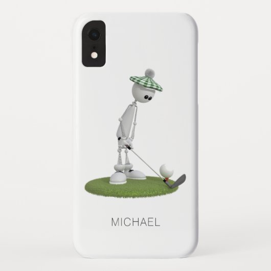 Golf Cartoon T-shirt van Persoonlijke naam | Golf Case-Mate iPhone Case (Achterkant)