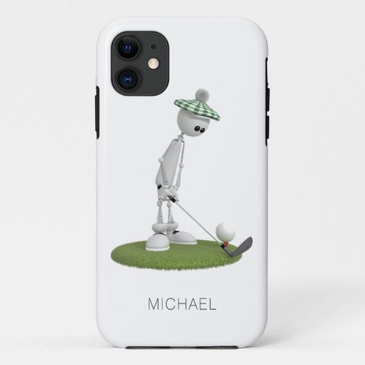 Golf Cartoon T-shirt van Persoonlijke naam | Golf Case-Mate iPhone Case (Achterkant)