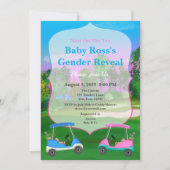 Golf Carts on Course Gender onthulling Baby shower Kaart (Voorkant)