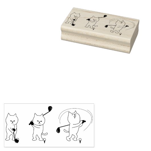 Golf Cat Art Stempel (Gestempeld)