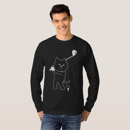Golf Cat Dad Mannen Golfing Golfer Club Balls T-shirt (Voorkant volledig)