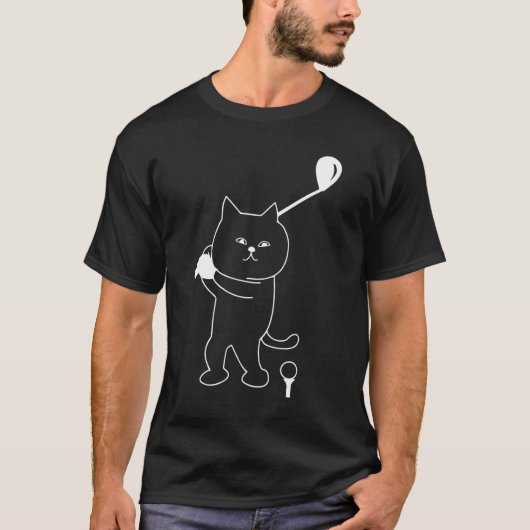 Golf Cat Dad Mannen Golfing Golfer Club Balls T-shirt (Voorkant)