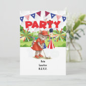 Golf CAT Golfer Party 4 juli Onafhankelijkheidsdag Kaart (Staand voorkant)