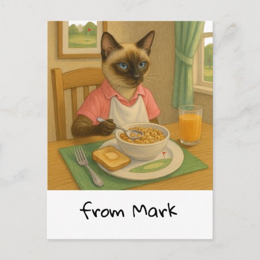 Golf Cat Lover ontbijt Briefkaart (Voorkant)