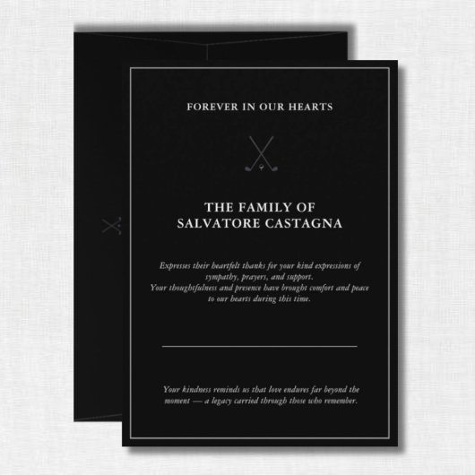 Golf Celebration of Life Black Bedankkaart