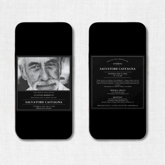 Golf Celebration of Life Black Photo Memorial Kaart