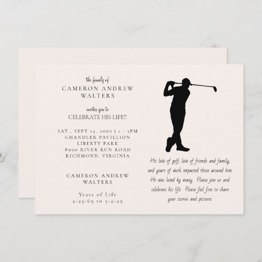 Golf Celebration of LIfe Kaart (Voorkant / Achterkant)