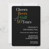 Golf Cheers Beers 40e verjaardagsfeest Kaart (Voorkant)
