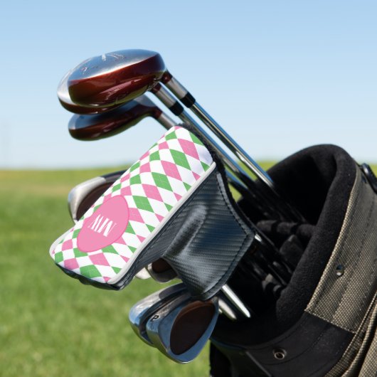 Golf Chic Argyle Monogram Putter Club Cover (Insitu)