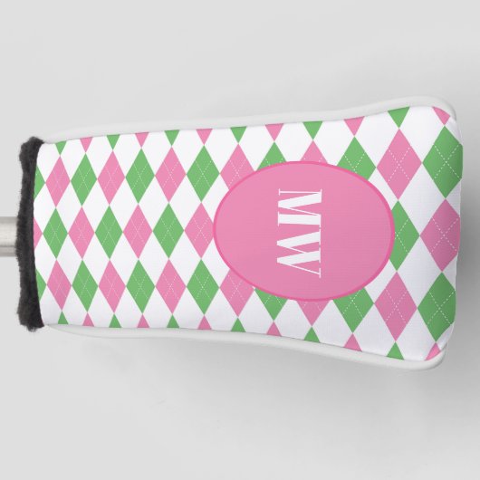 Golf Chic Argyle Monogram Putter Clubhoesdeksel Golfheadcover (Voorkant)