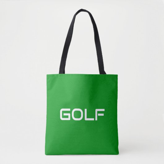 GOLF Chic Modern Sleek White Text On Bright Green Tote Bag (Voorkant)
