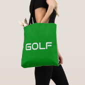 GOLF Chic Modern Sleek White Text On Bright Green Tote Bag (Dichtbij)
