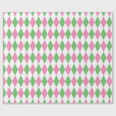 Golf Chic Pink Green Argyle Wrapping Paper Cadeaupapier (Vlak)
