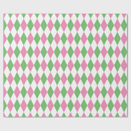Golf Chic Roze Groen Argyle Inpakpapier