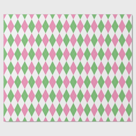 Golf Chic Roze Groen Argyle Inpakpapier (Vlak)