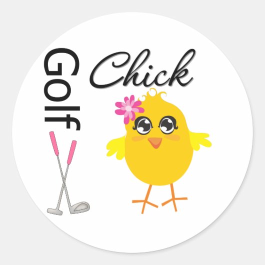 Golf Chick Ronde Sticker (Voorkant)