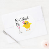 Golf Chick Ronde Sticker (Envelop)