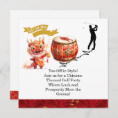 Golf Chinese thema Golf Party Uitnodigingen (Voorkant / Achterkant)