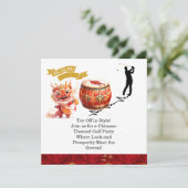 Golf Chinese thema Golf Party Uitnodigingen (Staand voorkant)