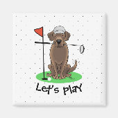 Golf Chocolate Labrador Retriever Dog - Cute Magneet (Voorkant)