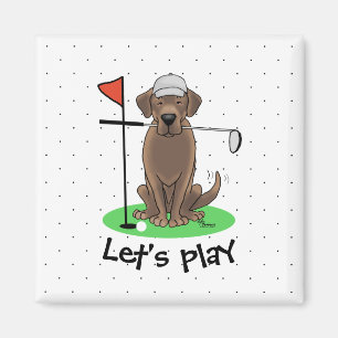 Golf Chocolate Labrador Retriever Dog - Cute Magneet