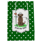 Golf Chocolate Labrador Retriever Dog - Cute Medium Cadeauzakje (Achterkant)