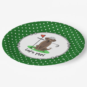 Golf Chocolate Labrador Retriever Dog - Cute Papieren Bordje
