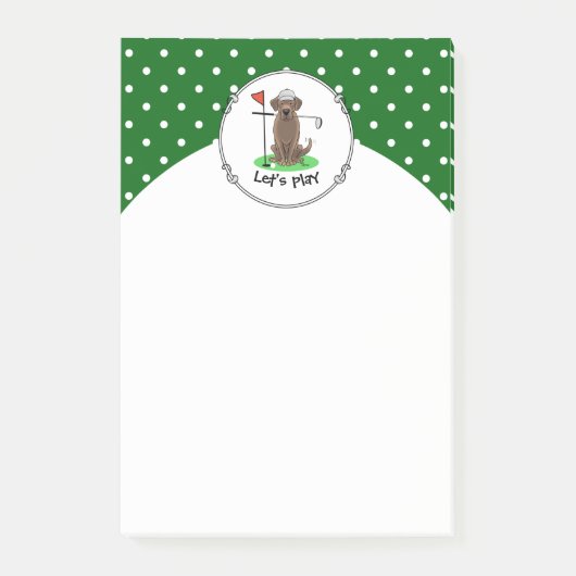 Golf Chocolate Labrador Retriever Dog - Cute Post-it® Notes (Voorkant)