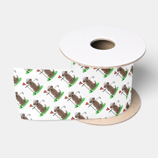 Golf Chocolate Labrador Retriever Dog - Cute Satijnen Lint (Spoel)