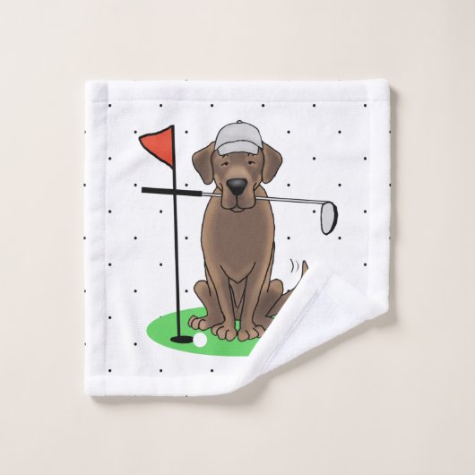 Golf Chocolate Labrador Retriever Dog - Funny Bad Handdoek (Wasdoekje)