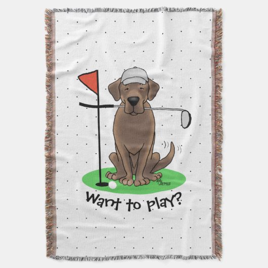 Golf Chocolate Labrador Retriever Dog - Funny Deken (Voorkant Verticaal)