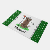 Golf Chocolate Labrador Retriever Dog - Funny Deurmat (Schuin)